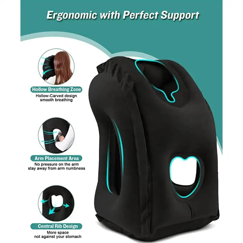 PVC Inflatable Travel Pillow Portable Headrest Chin Support Cushions for Airplane Plane Car Office Rest Neck Nap Pillows