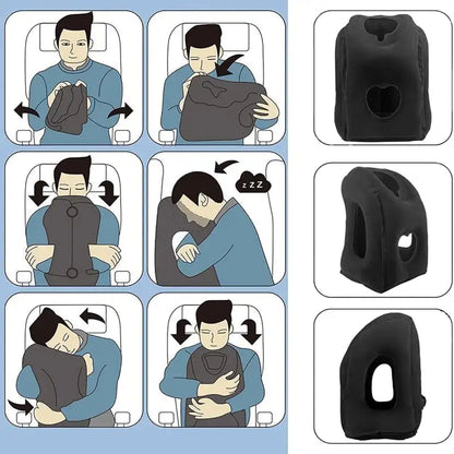 PVC Inflatable Travel Pillow Portable Headrest Chin Support Cushions for Airplane Plane Car Office Rest Neck Nap Pillows